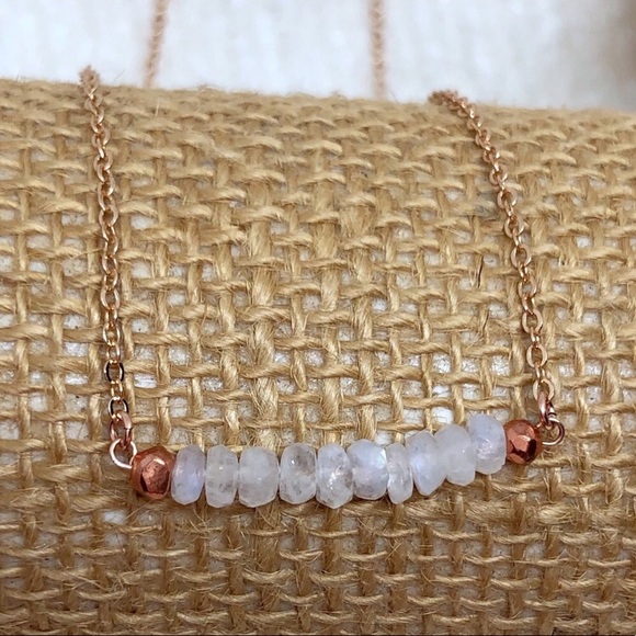 ❗️LAST❗️Rose Gold Moonstone Bar Necklace - Picture 4 of 4